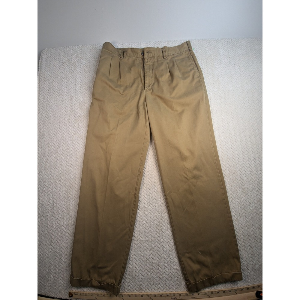 Cabelas Outdoor Gear Tan Khaki Pleated Front Pants Men's 38 Regular 31‎ inseam
